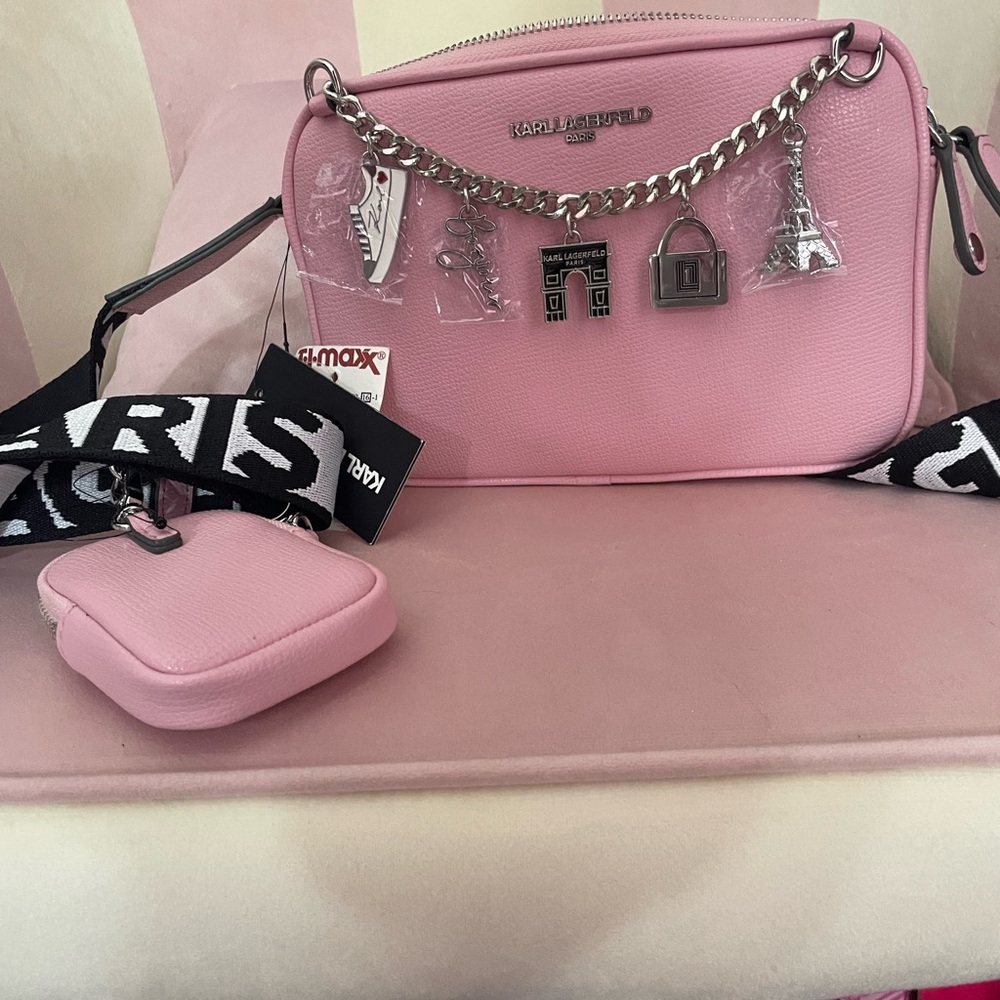 Karl Lagerfeld Light Pink Crossbody Bag with Charms
